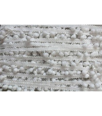 Tρέσα Mini Cotton Πον Πον Λευκό 0,5εκ. (ανά μέτρο)